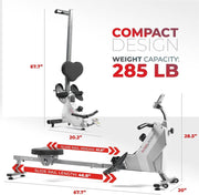 16-Level Scull-Style Magnetic Rowing Machine, LCD Monitor, Standard Seat, Black, 265 lb Capacity