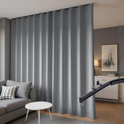 Room Divider Blackout Curtains & Ceiling Curtain Track Set Wall Mount Extra Wide Track Curtains Flexible Sliding Curtain Rod Room Separation Privacy（W 216 x H 96 in Beige Drape & Black Rail）