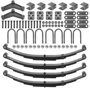 Tandem Trailer Leaf Spring 4 Leaf Double Eye 1750 lbs Cap for 3500 lbs Axle Suspension, Hanger & U-Bolt kit 25-1/4" Length fits for SW4B, for Round Trailer Axles- Set 4