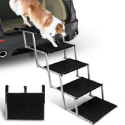 Foldable Dog Stairs for Car,17" Extra Wide Pet Ramp for Large Dog,5 Steps 200LBS Capacity Lightweight Portable Non-Slip Surface Dog Steps for SUV Truck High Bed