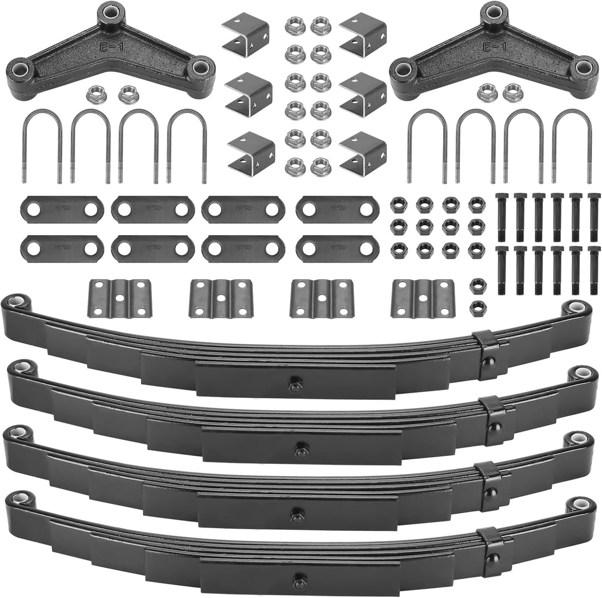 Replacement for SW5 5 Leaf Trailer Leaf Spring, 6000LB Tandem Trailer Axle Suspension Kit with 3000lb Capacity Double Eyes Leaf Springs, 2* U-Bolt and Hanger Kit
