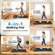 Walking Pad, 6.2MPH Under Desk Walking Pad with 10% Incline, Treadmills for Home with Double Frame, 2.75HP Brushless Drive Treadmill, 12 HIIT Programs, Remote Control, 350LBS Capacity