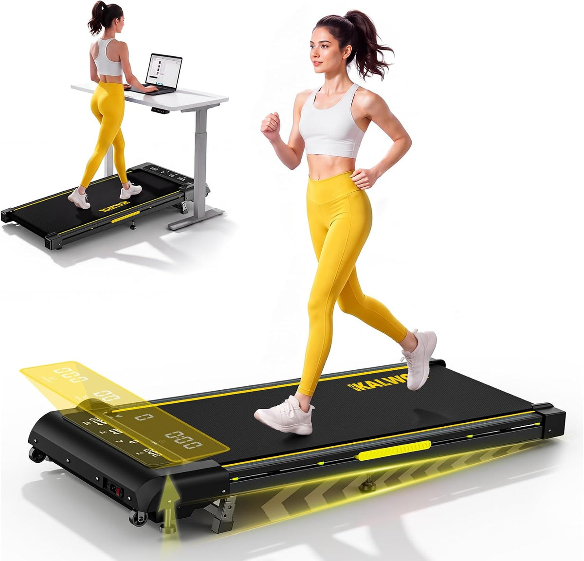 Walking Pad with Incline, 6.2 MPH Walking Pad Treadmill with Double Frame, Easy Read Full Screen LED Display, Low Noise 2.75HP Brushless Drive, Walking Pad Under Desk 350 LBS Weight Capacity