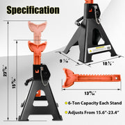 Jack Stands 6 Ton (13,200 LBs), 15.6"-23.4" Adjustable with Double Pin Locking,Heavy Duty Jack Stands with Extra Rubber Pads,Car Lifts for Home Garage 1 Pair Black