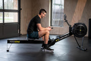 16-Level Dual-Rail Magnetic Rowing Machine, Advanced LCD Monitor, Standard Seat, Charcoal, 300 lb Capacity