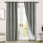 100" Wx84 L Taupe Full Blackout Curtains for Sliding Door, Thermal Insulated Drapery for Living Room Bedroom Windows Patio Door, Modern Chenille Grommet Curtains with Tieback 1 Panel