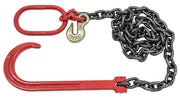 3/8" x6' G80 15" Long Shank J Hook Tow Chain Recovery w/Eye Cradle Grab Hook - 7100 LBS WLL - Rollback Towing Chain for Car Wrecker Recovery Flatbed Trailers Truck - Towing Equipment