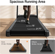 15% Incline Walking Pad Treadmill with Handles, Treadmills for Home