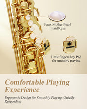Tenor Saxophone Beginner Bb Flat Sax, Golden Full Kit, TS-II