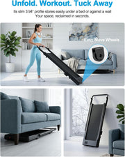 6% Incline Walking Pad with Handle bar, Smart AI App Control for Home