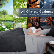 7-Piece California King Comforter Set, Dark & Light Grey Bed in a Bag