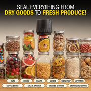 Mason Jar Vacuum Sealer Kit, Electric Vacuum Sealer for Regular Mouth and Wide Mouth Canning Jars, Fully Automated and Portable, includes 10 Chalkboard Top Lids
