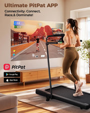 3 in 1 Under Desk Treadmill with Handrails and Incline, Portable Folding Walking Pad for Home Office, 2.5 HP Quiet Mini Treadmill with LED Display & Remote, 300 Lbs Capacity, Black