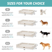 Orthopedic Dog Bed for Extra Large Dogs, U Shaped XL 44x32 inch Non-Slip Soft Warm Pet Sofa with Bolster Side, Washable Removable Waterproof Cover, Couch with Portable Handle, Beige