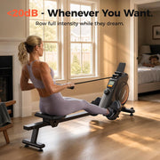 16-Level Dual-Rail Magnetic Rowing Machine, App-Ready Monitor, Standard Seat, Gray, 300 lb Capacity