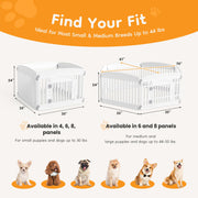 Dog Playpen 6-Panel, 24IN Puppy Playpen, Stable Dog Play Pen Indoors/Outdoor with Secure Locking Door, Plastic Pet Fence for Small & Medium Dogs
