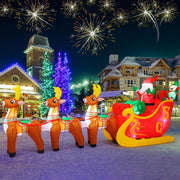 12 Ft Christmas Inflatable Reindeer cart Outdoor Decorations Blow Up Yard Three Deer Pulling a Sleigh and Santa Claus with Built-in LEDs for Indoor Party Garden Lawn Decor