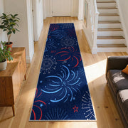 4th of July Patriotic Stars Kitchen Runner Rugs, 3x10ft, Independence America Stars Memorial Day Front Door Mat, Non Slip Rubber Backing Machine Washable Entryway Hallway Floor Decor Carpet