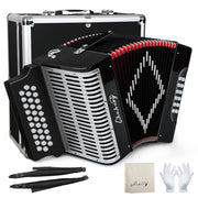 Accordion 31Key 12Bass Diatonic G/C/F w Case Strap Gloves Cloth (Black)