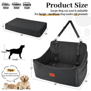 Dog Car Seat for Medium & Large Dogs Up to 55lbs, Memory Foam Cushion, Washable Cover, Safety Straps & Non-Slip Bottom(Black,Large)