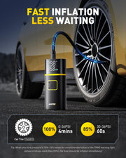 150PSI Tire Inflator Portable Air Compressor, 5X Faster Air Pump 40L/min Tire Inflator for Car Tires, Bikes and Motorcycles, Auto Shut-off, Digital Display Pressure Gauge, LED Light