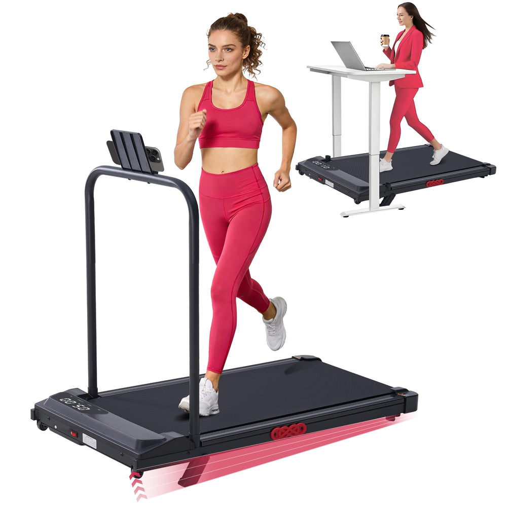 Small Treadmill for Home, Walking Pad Treadmill with Incline and Handle Bar 3.0HP Electric Under Desk Treadmill for Small Space, 0.6-7.6MPH Portable Mini Exercise Treadmills, 350LBS Capacity