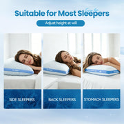 Double Sided Cooling Pillow for Hot Sleepers, Shredded Memory Foam Pillows King Size Set of 2, Adjustable Soft & Firm Gel Bed Pillow for Side, Back, Stomach Sleepers