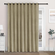 100" Wx84 L Taupe Full Blackout Curtains for Sliding Door, Thermal Insulated Drapery for Living Room Bedroom Windows Patio Door, Modern Chenille Grommet Curtains with Tieback 1 Panel