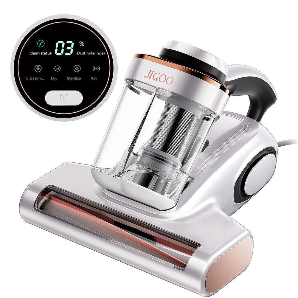 J300 Bed Vacuum Cleaner, Dust Sensor, Pet Hair, UV and Heat, Corded Mattress vacuum cleaner with 500W motor, 13Kpa suction, UV-C light and 130°F heat for pet hair on beds, sofas, White