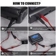 LiPo Battery Charger, 150W 10A Balance Fast Charger for RC Car Drone RC Battery Charger Discharger for 1S-6S LiPo/Li-ion/Life/LiHV 1-15S NiMH/NiCD 2-20V PB Smart Batteries