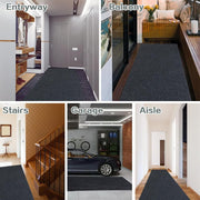 Runner Rug Carpet Runners, Indoor/Outdoor Hallway Custom Sizes Kitchen Entryway Bedroom Area Rugs with Natural Non-Slip Waterproof Rubber Backing, Garage Mat, Double Stripe, 5' x 14'