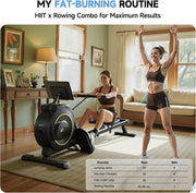 16-Level Dual-Rail Magnetic Rowing Machine, Advanced LCD Monitor, Wide Seat, Charcoal, 330 lb Capacity