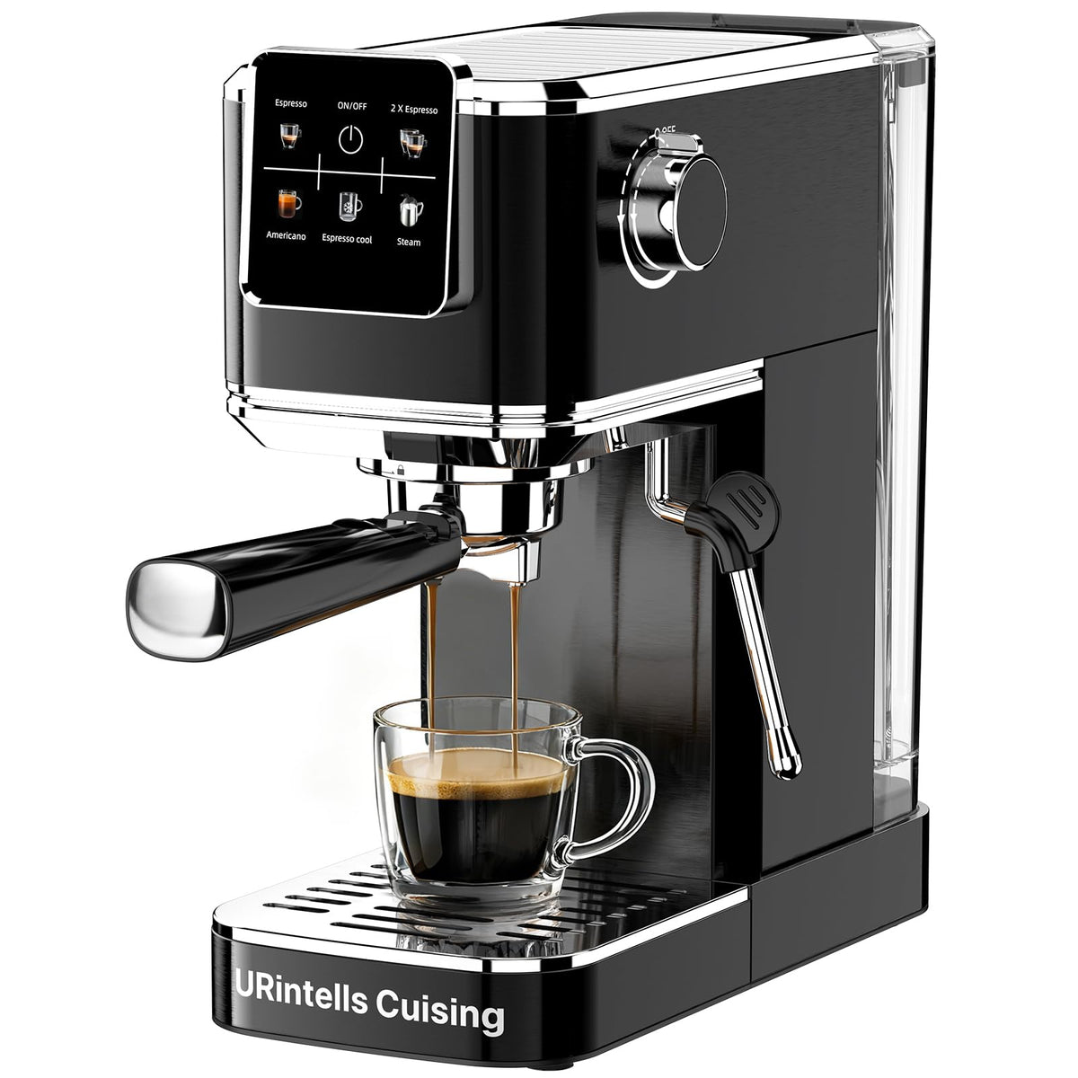 Espresso Machine with Touchscreen And Cold Brew 20Bar Pump,Stainless Steel Espresso Maker with Powerful Steam Milk Frother for Cappuccino Latte,Iced Americano