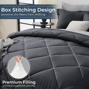 7-Piece California King Comforter Set, Dark & Light Grey Bed in a Bag