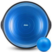 25in. Balance Ball | 660lb Inflatable Half Exercise Ball Wobble Board Balance Trainer w Nonslip Base | Half Yoga Ball Strength Training Equipment w 2 Bands, Pump, Extra Ball Included