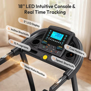 Incline Treadmill, Treadmills for Running and Walking, 300 lbs Weight Capacity Folding Treadmill with 0-15% Auto Incline, Wide Belt, 3.5 HP, App, Heart Rate
