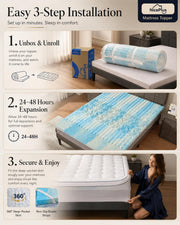 Queen Mattress Topper 4 Inch, Cooling Memory Foam Mattress Topper Queen Size with 2" Gel Foam & 2" Soft Pillow Top, Bamboo Viscose Cover, 21" Deep Pocket Mattress Pad (Queen)