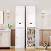 66.9" Tall Bathroom Storage Cabinet with 2 Doors & 1 Drawer Narrow Storage Cabinet with Adjustable Shelves, Floor Cabinet for Bathroom, Living Room, Entryway, Kitchen, White, 15.7" W