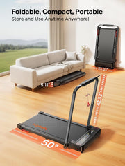 Walking Pad Treadmill with 15% Auto Incline, Under Desk Treadmill for Home