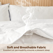Goose Feather Down Comforter - All Season Duvet Insert, Ultra Fluffy Soft Cotton Shell Cover Luxurious Hotel Collection Comforters 500 Thread with Ties, (White Stripe, 106x90'')