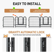 Metal Dog Playpen 40in H 16 Panels Heavy Duty Dog Fence Heavy-Duty Panels, Tool-Free Assembly, Flexible Layouts, Camping and RV Use, Large Medium and Small Dogs, Black-Silver