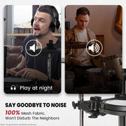 Electronic Drum Set Electric Drum Kit with 4 Quiet Mesh Pads and 6" Kick Drum, 360 Sounds, Headphones, Sticks, Dual Bluetooth function, Suit for Beginner
