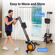 16-Level Dual-Rail Magnetic Rowing Machine, App-Ready Monitor, Standard Seat, Charcoal, 250 lb Capacity
