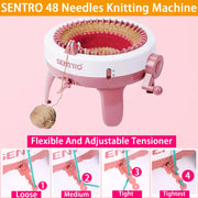 Sentro 48 Needle Knitting Machine with Row Counter, Dual Mode Knitting Loom Smart Row Counter, Tube & Panel Dual Modes, 4 Yarn Tensions, for Hats, Socks, Scarves, Gloves, Beginners & Adults
