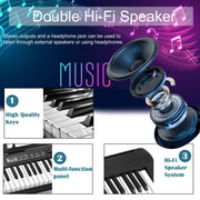 88 Key Piano Keyboard, Electric Digital Piano with Semi Weighted Keys, Keyboard Piano with Sustain Pedal, Power Supply, Stand, Carrying Case, Headphones, USB-MIDI Compatibility, for Beginner Adults