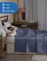 King Size Cooling Weighted Blanket for Adults (88x104 Inches, 30 Pounds, Blue Grey), Perfect for Hot Sleepers with Cooling Rayon/Glass Beads, Heavy Bed Blanket for Couple on Queen or King Bed