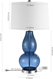 Lighting Collection Mercurio Double Gourd Blue and White Table Lamp, Set of 2