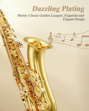 Tenor Saxophone Beginner Bb Flat Sax, Golden Full Kit, TS-II