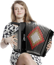 31 Key Accordion,12 Bass 3-Row G/C/F Diatonic Accordions Instruments for Adults with Thicked Suitcase and Straps, 31 Keys Button Acordeón Acordeones Para Adultos For Beginners to Professionals