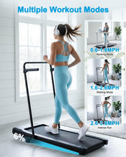 6% Incline Walking Pad with Handle bar, Smart AI App Control for Home